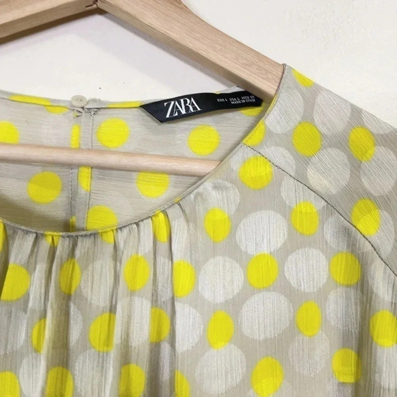 🌟✨2 for $30✨🌟 ZARA | POLKA DOT SATIN SHORT SLEEVE  TOP - Picture 5 of 9